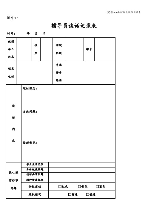 (完整word)辅导员谈话记录表