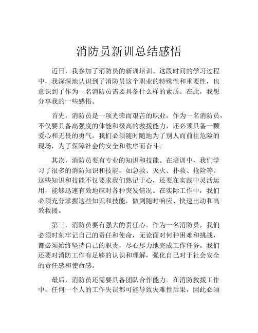 消防员新训总结感悟