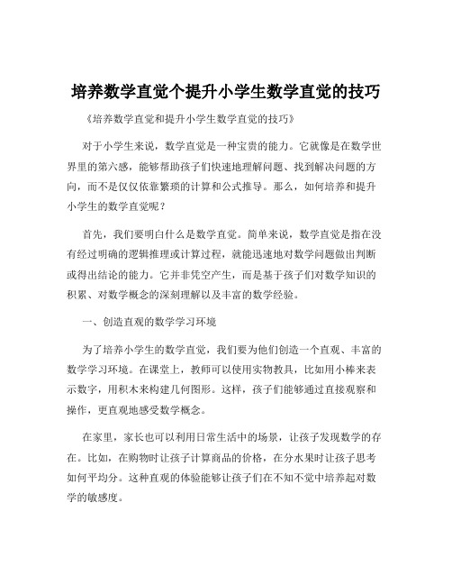 培养数学直觉个提升小学生数学直觉的技巧