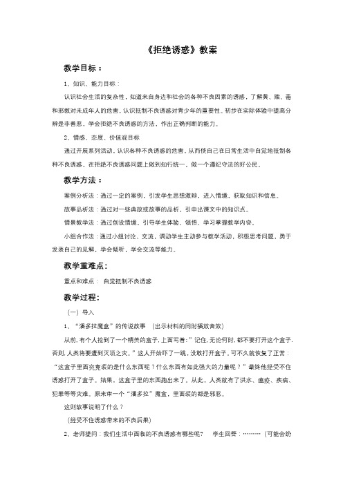 《拒绝诱惑》教案4