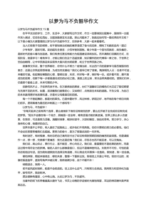 以梦为马不负韶华作文15篇