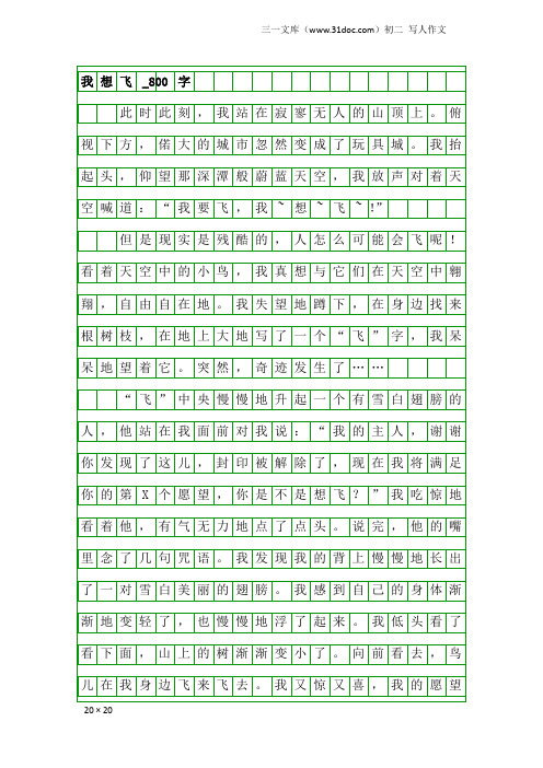 初二写人作文:我想飞_800字