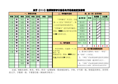 教师职称评审编号与代号的规定及说明