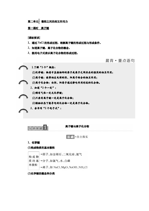 2019-2020学年化学同步苏教版必修2学案：专题1 第二单元 第一课时 离子键 Word版含解析.doc