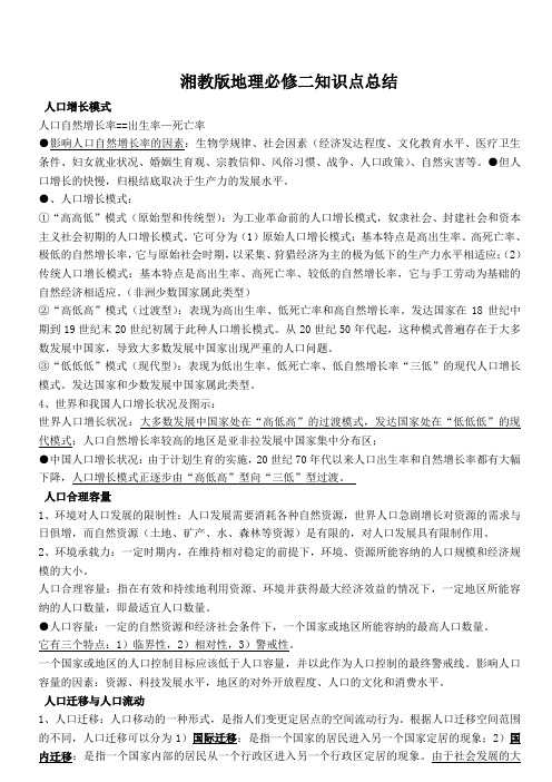 湘教版地理必修二知识点总结——精校版14553