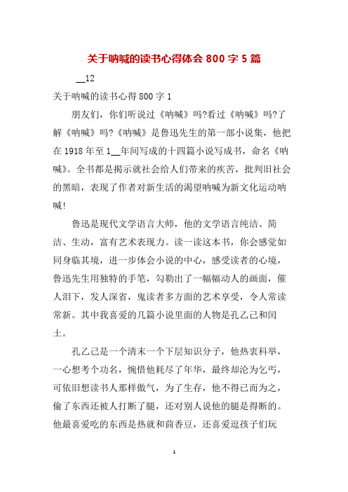 关于呐喊的读书心得体会800字5篇