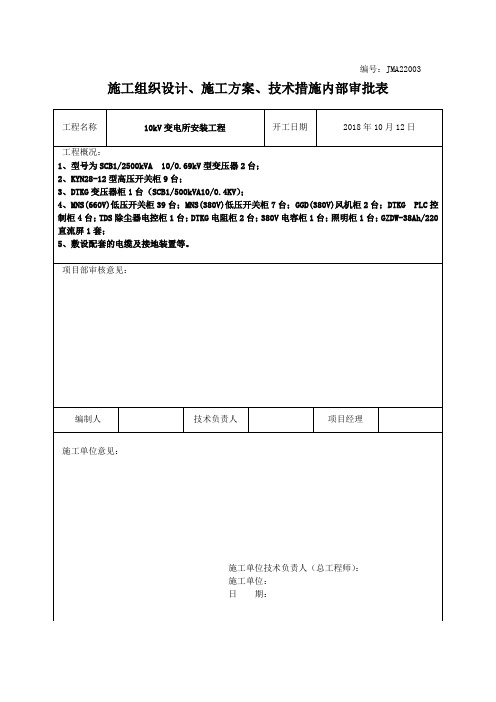 施工组织设计、施工方案、技术措施内部审批表