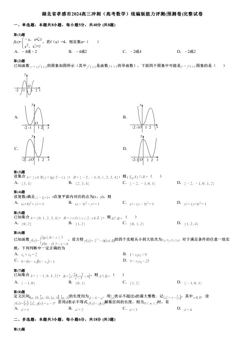 湖北省孝感市2024高三冲刺(高考数学)统编版能力评测(预测卷)完整试卷