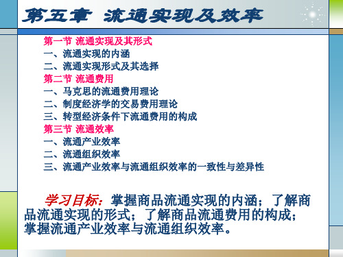 南京财经大学流通经济学第六章 流通实现及其效率