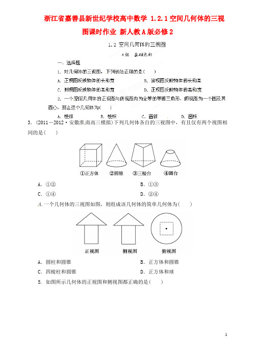 浙江省嘉善县新世纪学校高中数学 1.2.1空间几何体的三