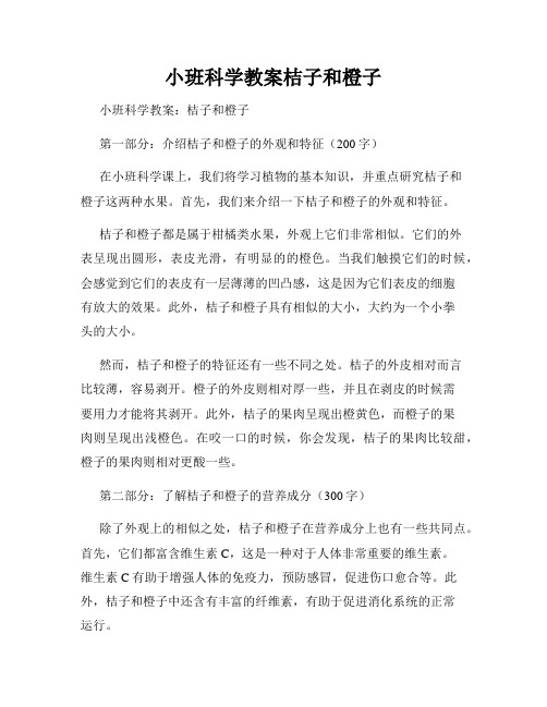 小班科学教案桔子和橙子