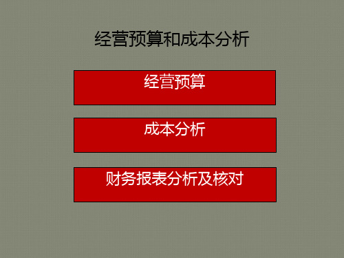 酒店经营预算和成本分析