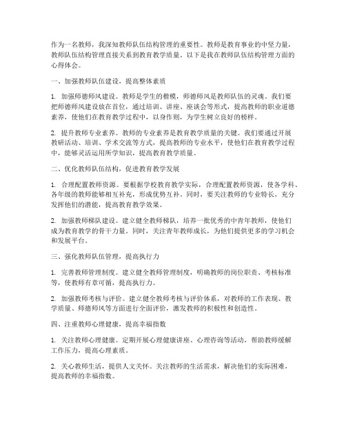 教师队伍结构管理心得体会