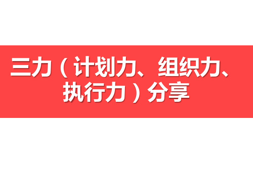 三力(计划力、组织力、执行力)分享