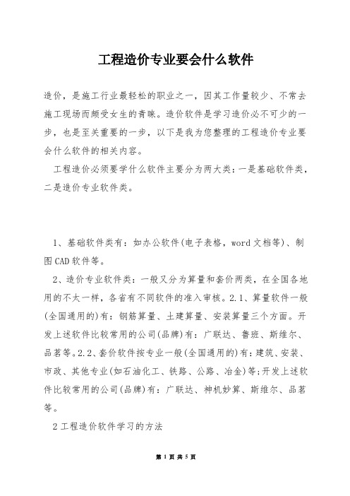 工程造价专业要会什么软件