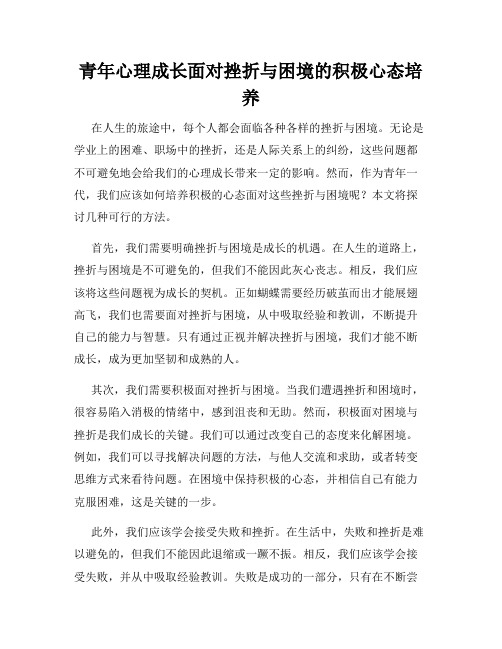 青年心理成长面对挫折与困境的积极心态培养