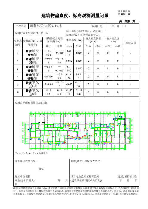 建筑物垂直度、标高观测测量记录【范本模板】