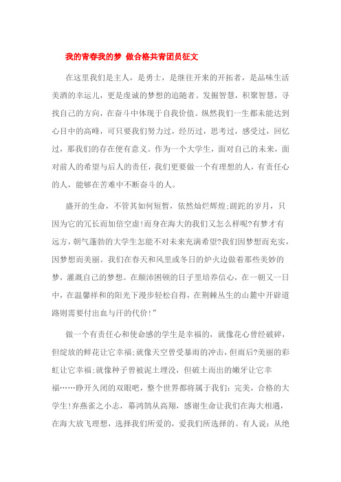 我的青春我的梦 做合格共青团员征文