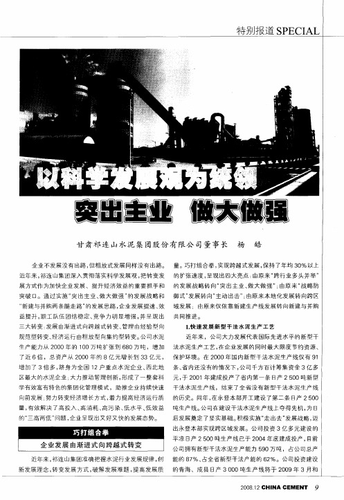 以科学发展观为统领 突出主业 做大做强