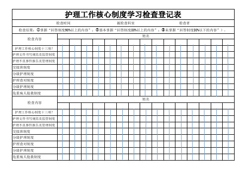 核心制度督查登记表