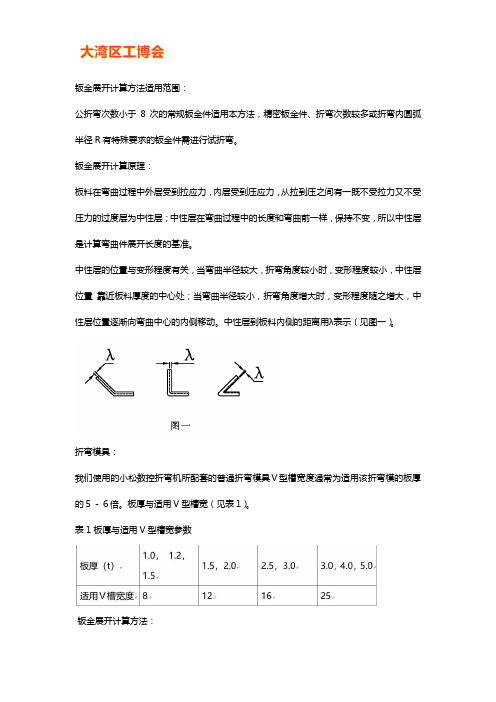 钣金展开计算方法