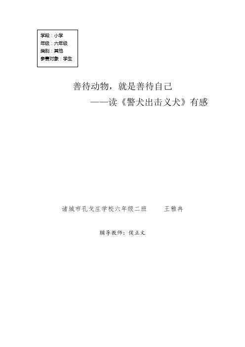 王雅冉《善待动物,就是善待自己》