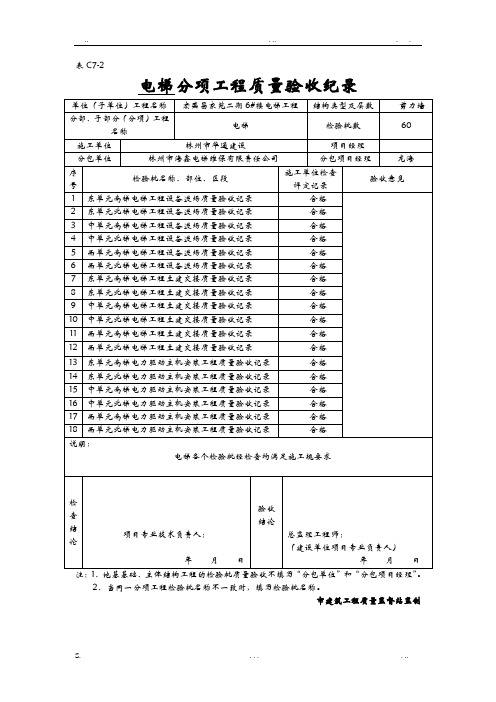 电梯分部(子分部)工程质量验收纪录(全)