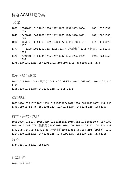 杭电ACM试题详细分类,杭电oj详细分类,hdu详细分类,详细,ACM.doc