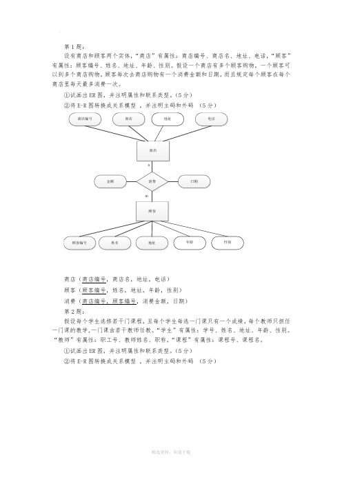 数据库 10个ER图练习题(只有ER图)