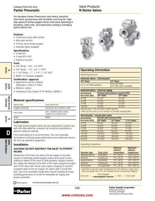 Parker Pneumatic N Series 气动阀门说明书