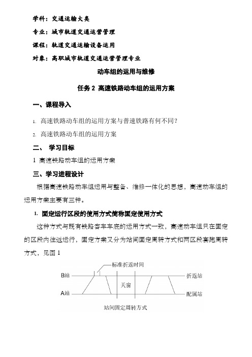 城市轨道交通运营管理《(微课)动车组的运用方案》