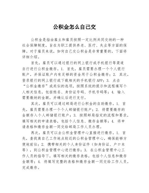 公积金怎么自己交