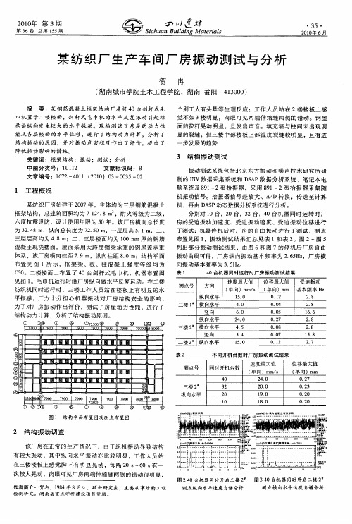 某纺织厂生产车间厂房振动测试与分析