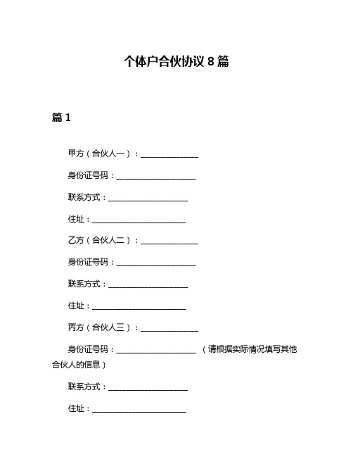 个体户合伙协议8篇