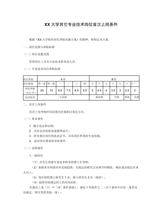 大学专业技术岗位首次上岗条件及专业技术岗位岗位职责