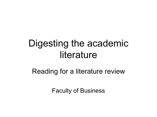 Digesting the academic literature怎样写学术文献综述英文版