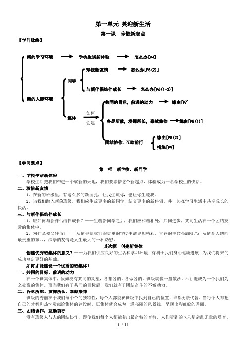 七年级思想品德上册知识结构