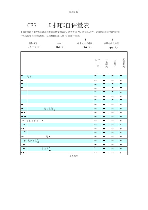 CES-D流调用抑郁自评量表