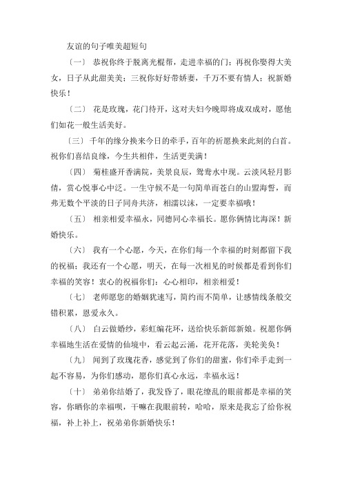 关于友谊的句子唯美超短句 时光不老我们不散形容友情