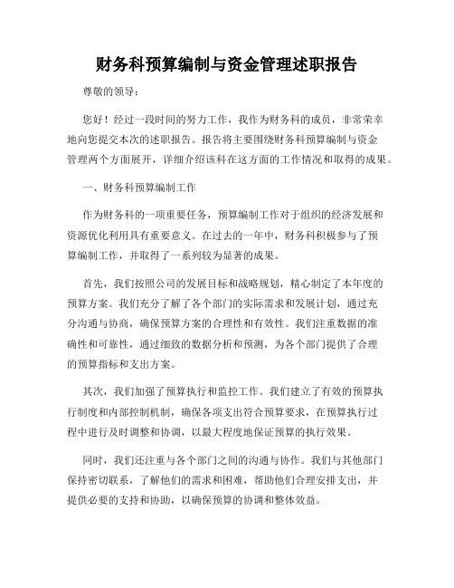 财务科预算编制与资金管理述职报告