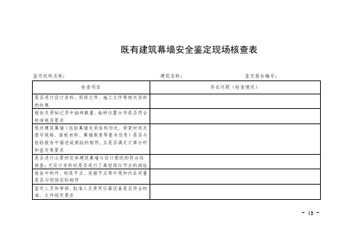 既有建筑幕墙安全鉴定现场核查表