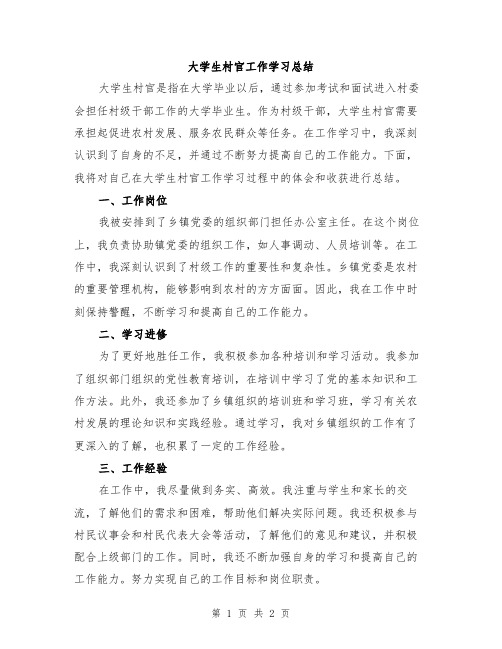 大学生村官工作学习总结