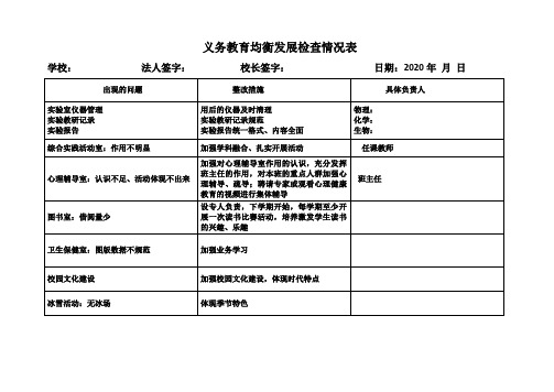 义务教育均衡发展检查情况表