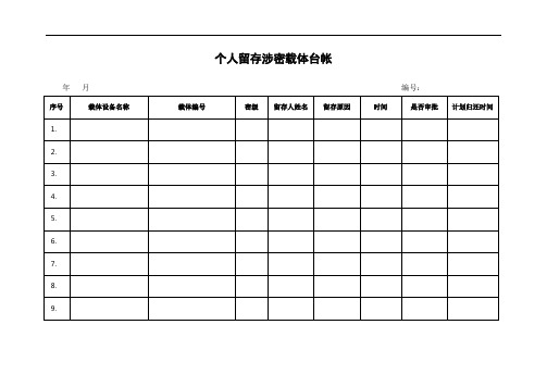 涉密使用到的台账表格