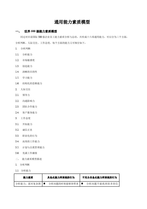 通用能力素质模型