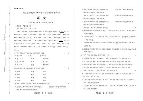 2018年山东省潍坊市中考语文试卷有答案