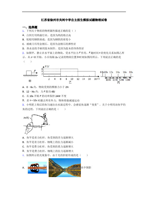 江苏省徐州市夹河中学自主招生模拟试题物理试卷