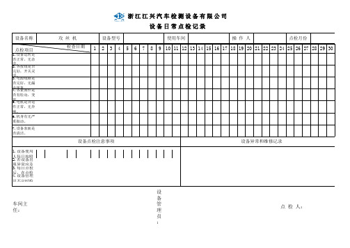 攻丝机点检记录表