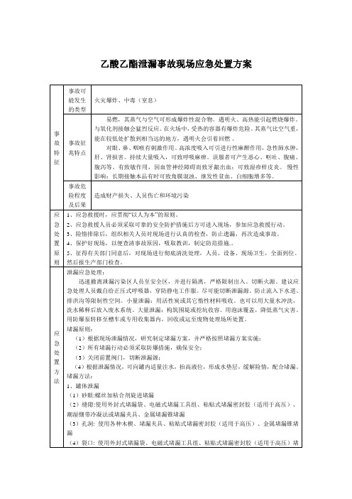 乙酸乙酯泄漏事故现场应急处置方案