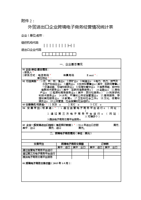 外贸进出口企业跨境电商经营情况统计表